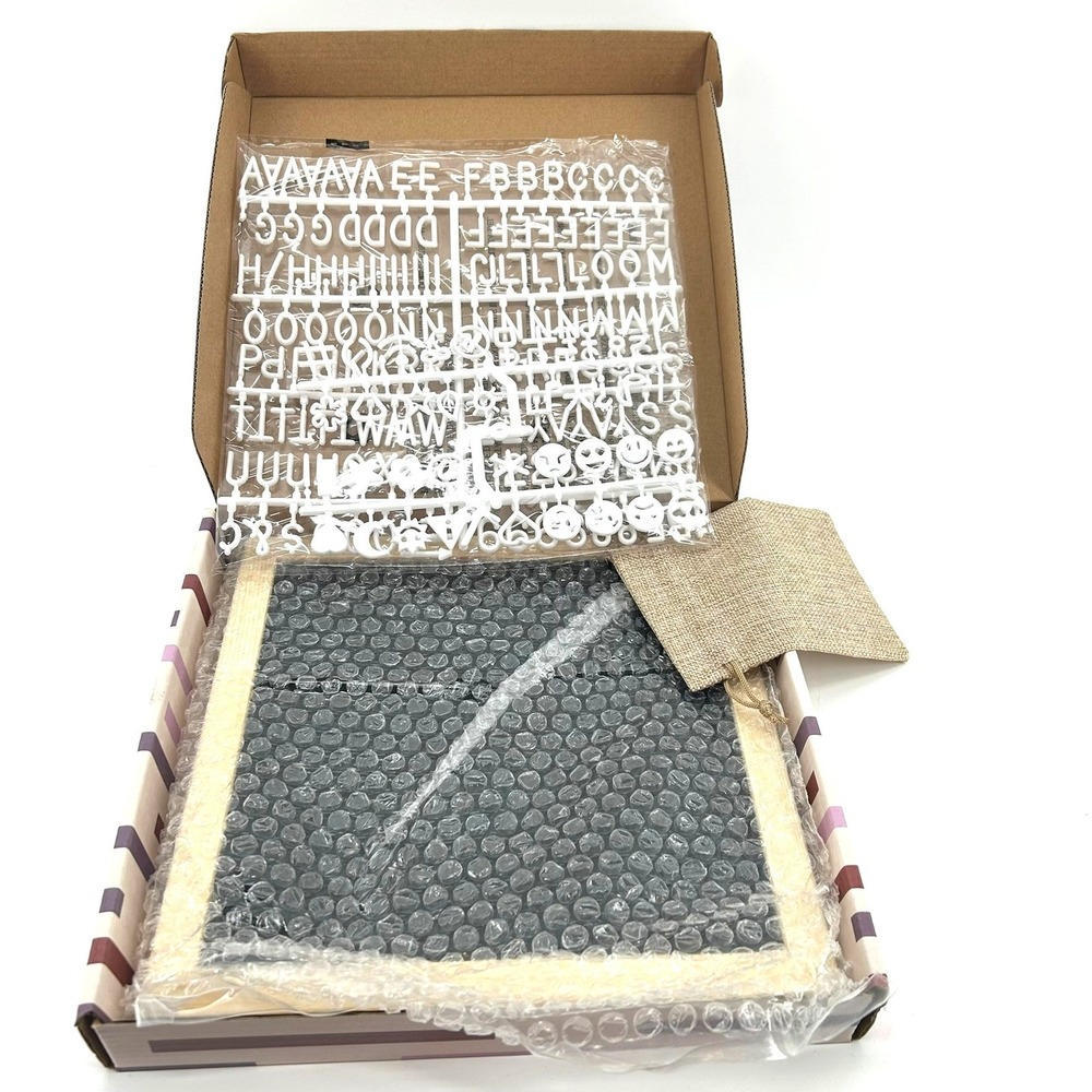 XO Sienna Felt Message Board Black Letter Board with 189 White Letters 10x10 NEW